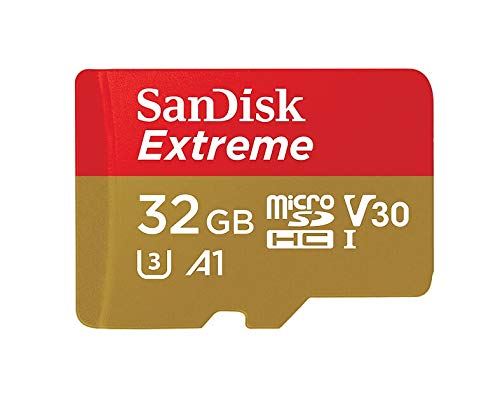 SanDisk Extreme 32 GB microSDHC Speicherkarte + SD-Adapter bis zu 100 MB/Sek., Class 10, U3, V30, A1