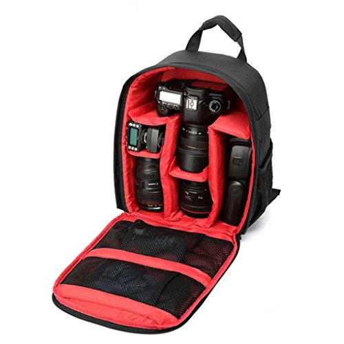 FEITONG Kamerarucksäcke Kamera Rucksacke Taschen Wasserdichter DSLR Hülle für Canon Nikon Sony (Rot)