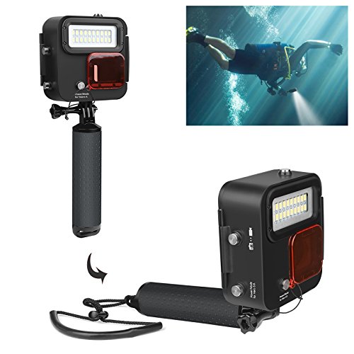 D & F 1000LM Tauchen Taschenlampe Unterwasser 40M mit 1500mAh Akku Kangaroo Beleuchtung für GoPro Hero 4/5/6